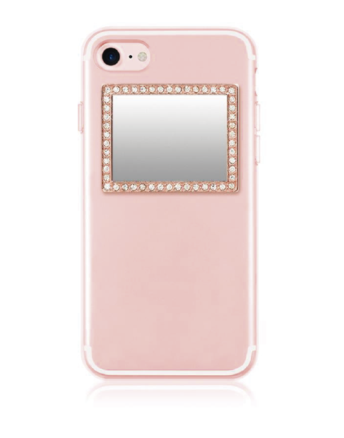 Espejo rectangular con brillantes Rose Gold